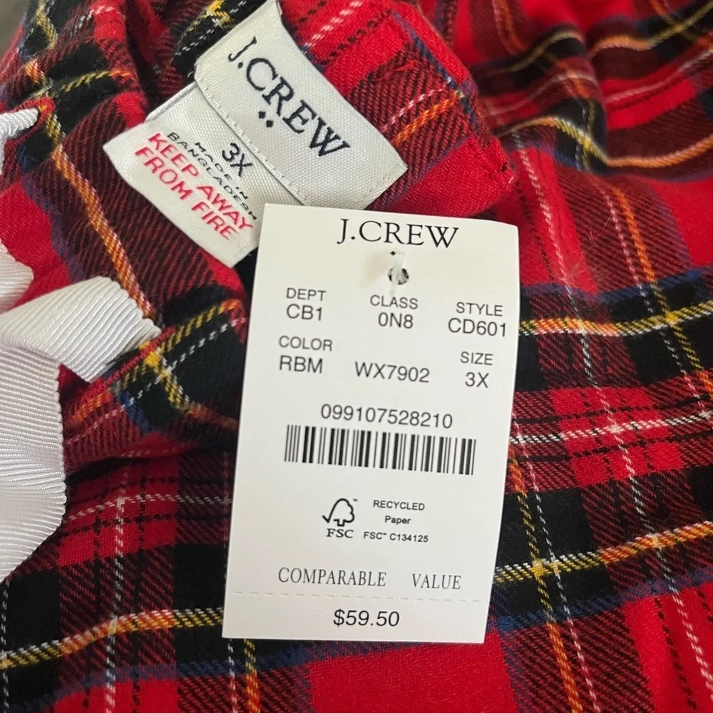 J.Crew Cotton flannel pajama pant set in red tartan - Picture 2 of 2